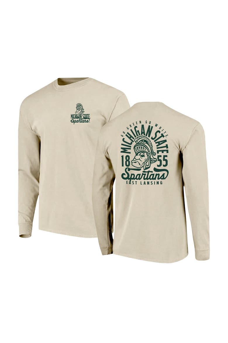 Men's Natural Michigan State Spartans Comfort Colors Mascot Overlay Long Sleeve T-Shirt, Main, color, Natural