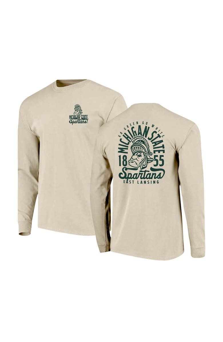 IMAGE ONE Men's Natural Michigan State Spartans Comfort Colors Mascot Overlay Long Sleeve T-Shirt, Main, color, Natural
