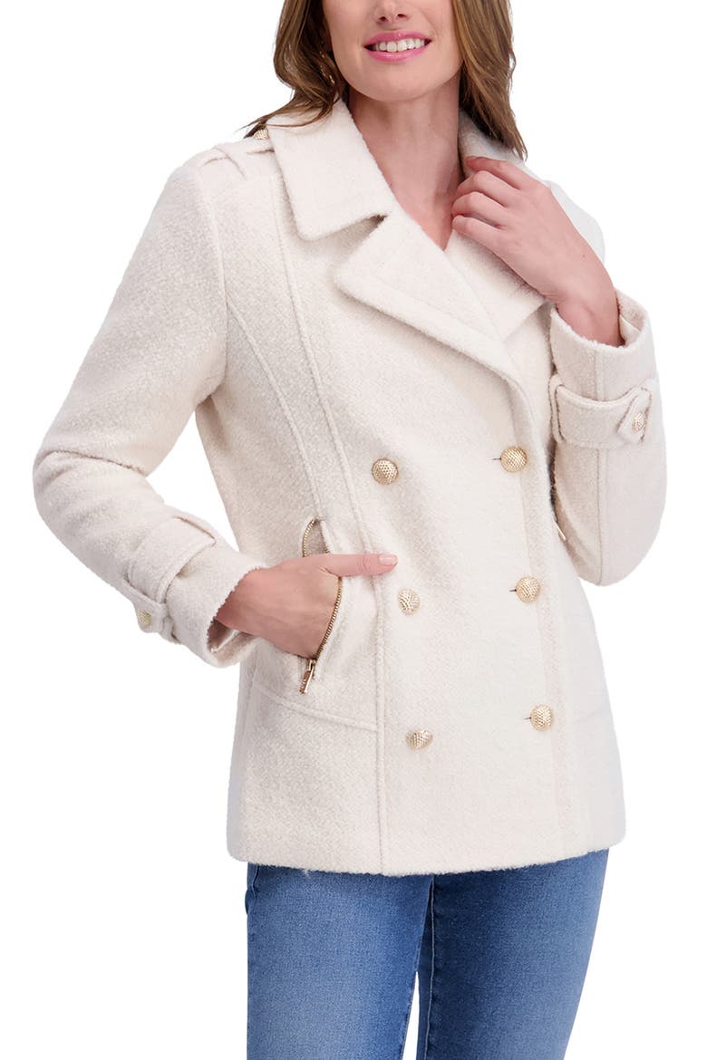 Bouclé Peacoat, Alternate, color, IVORY
