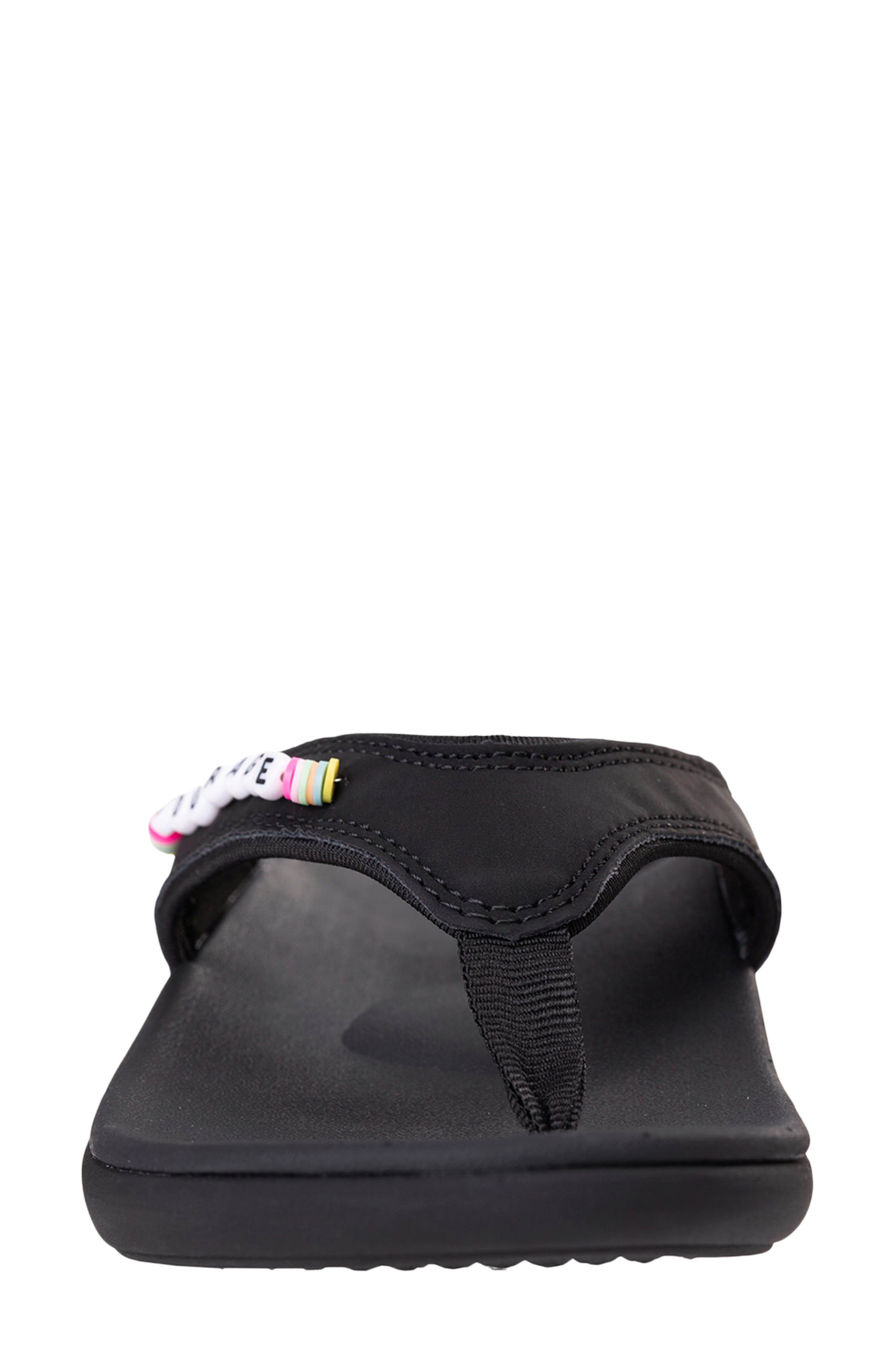 Yumi Friendship Courage Beaded Flip Flop, Alternate, color, BLACK