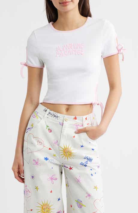Baby Cutout Crop Stretch Cotton Rib T-Shirt