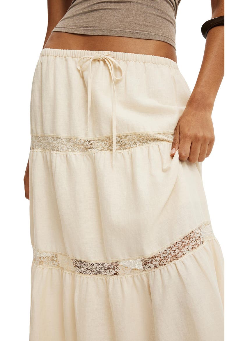 Women's Haven Multi Tiered Maxi Skirt, Alternate, color, Honey Cream Lace
