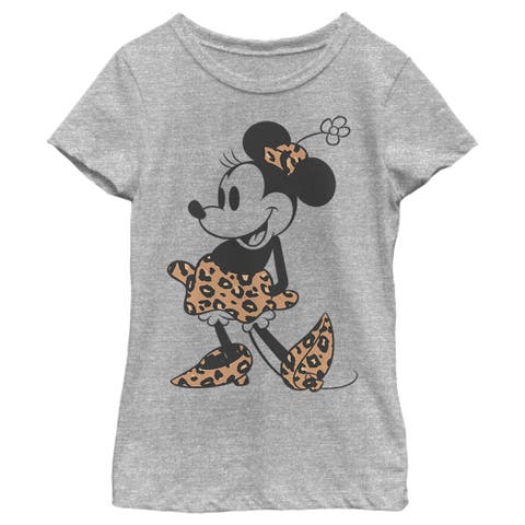 Girl's Minnie Mouse Leopard Outfit  Graphic T-Shirt