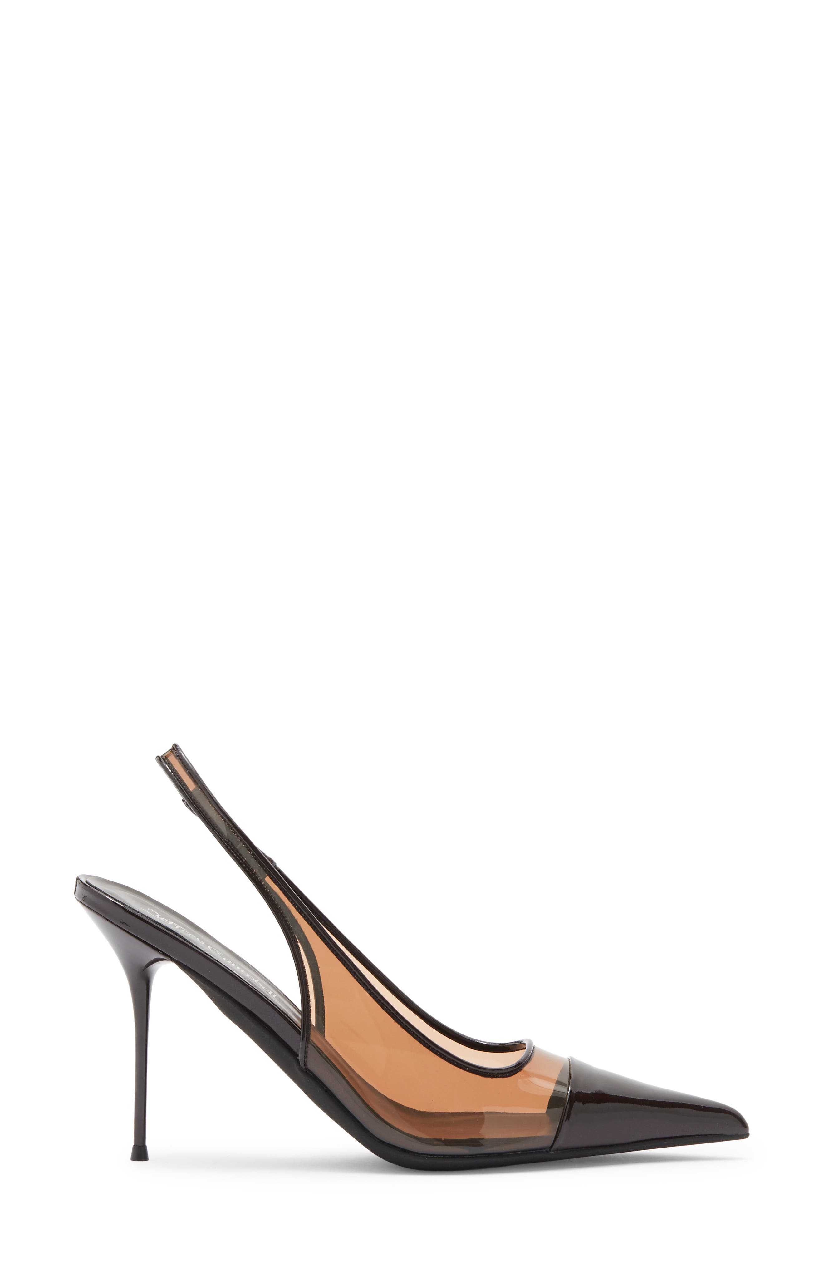 Pucker Slingback Pointed Toe Pump, Alternate, color, BROWN PATENT COMBO