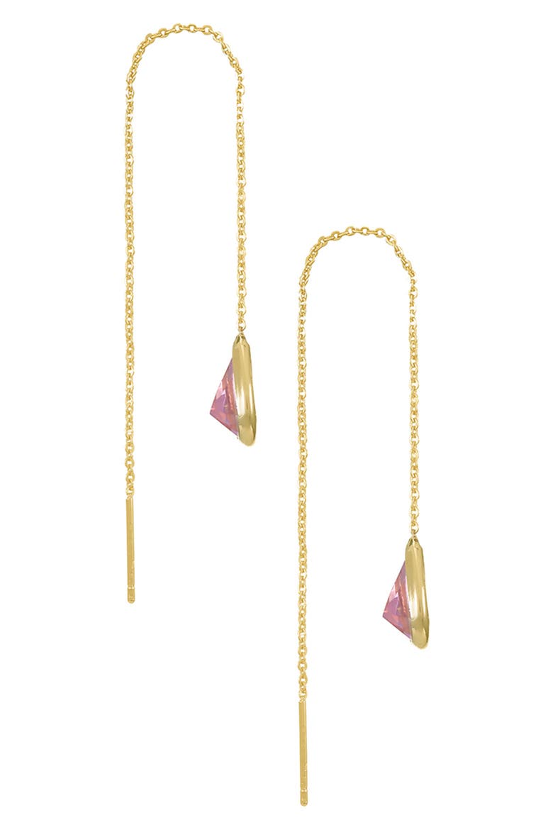 Cubic Zirconia Threader Earrings, Alternate, color, PINK