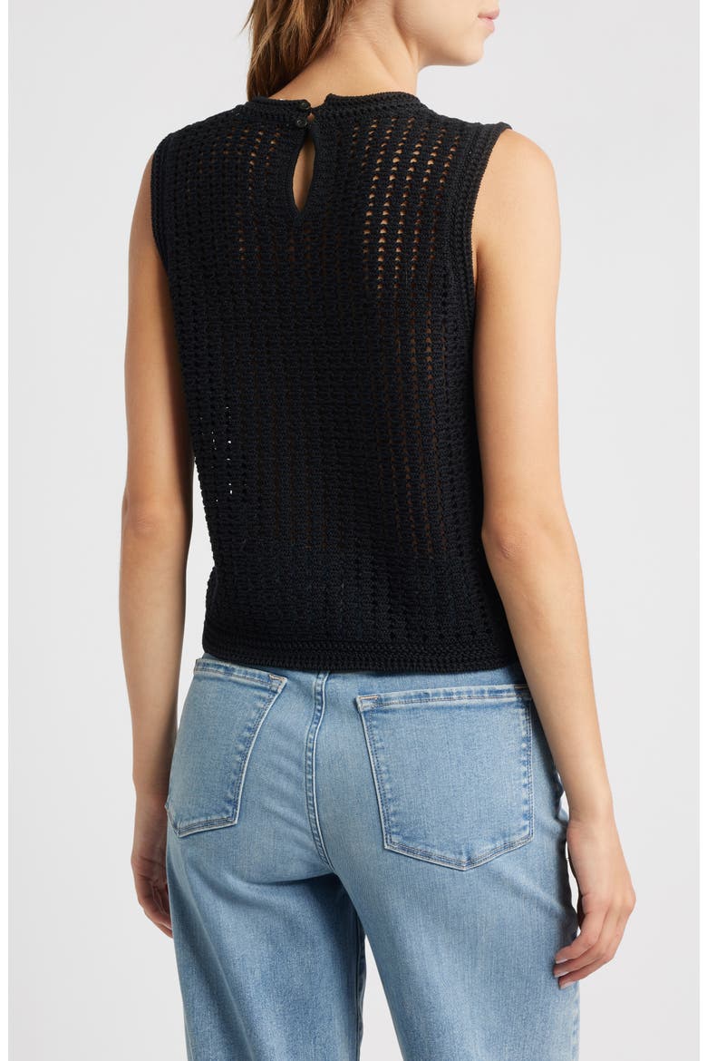 The Crochet Mercerized Cotton Tank, Alternate, color, BLACK