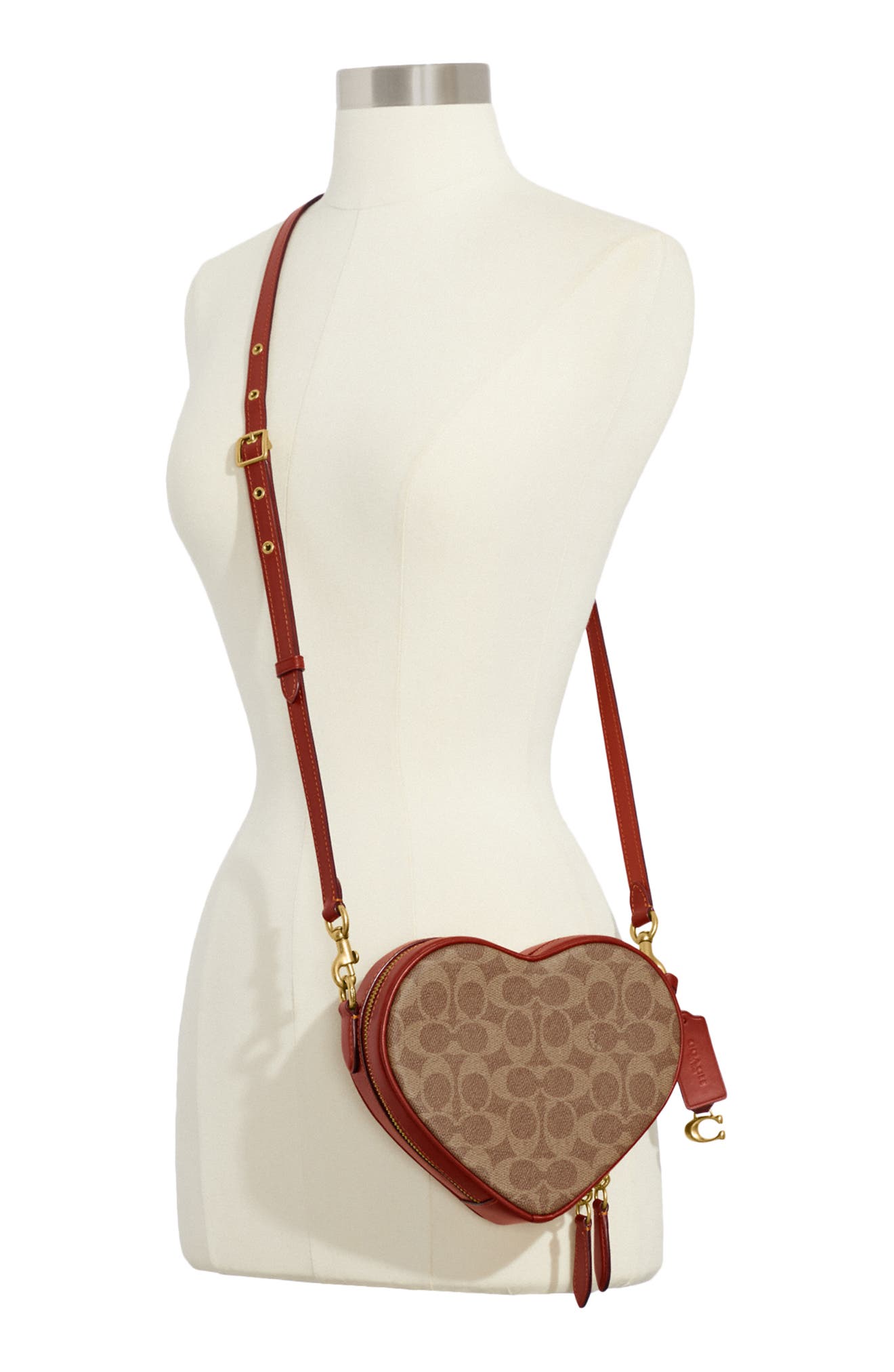 COACH Coated Canvas & Leather Heart Crossbody Bag, Alternate, color, 