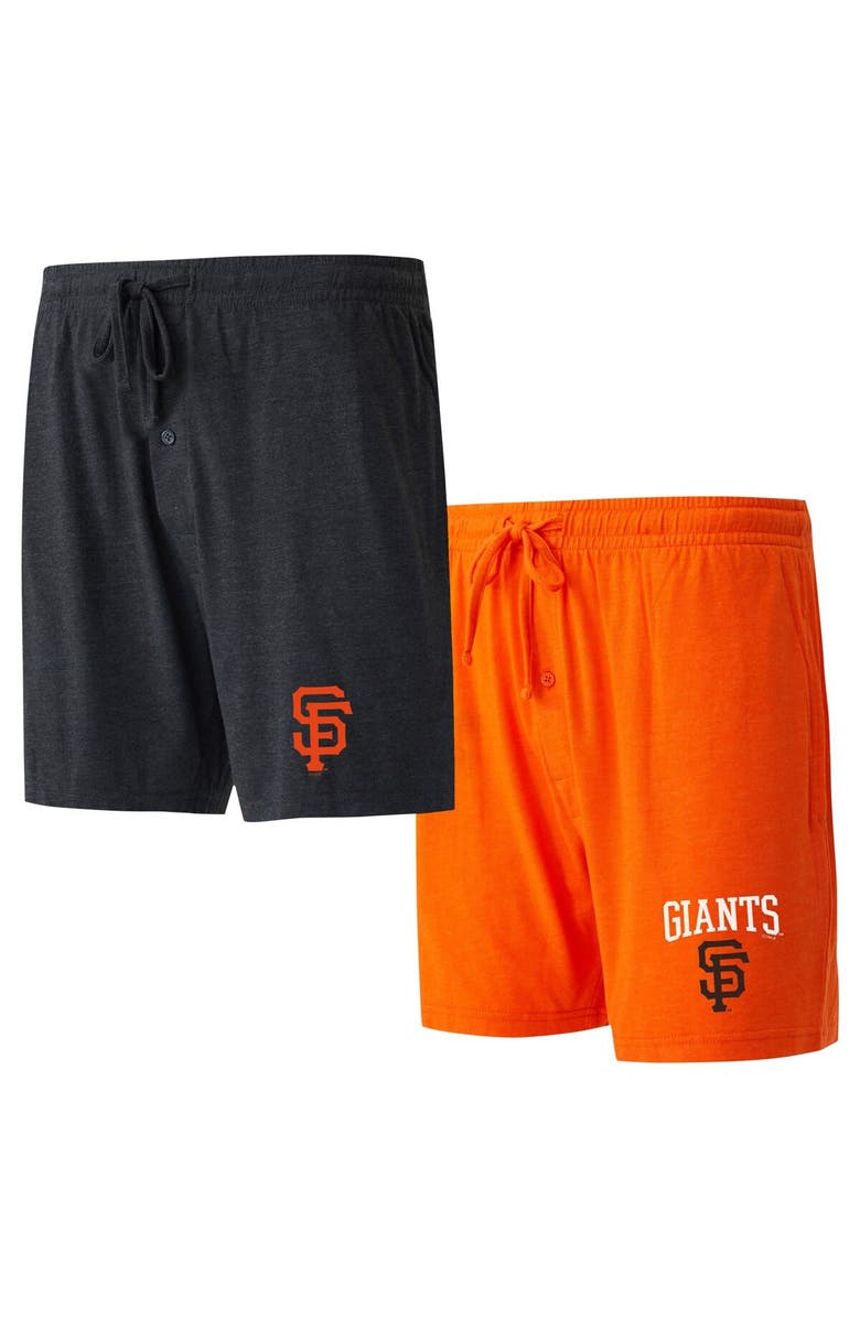 CONCEPTS SPORT Men's Concepts Sport Black/Orange San Francisco Giants Two-Pack Meter Sleep Shorts, Alternate, color, Black