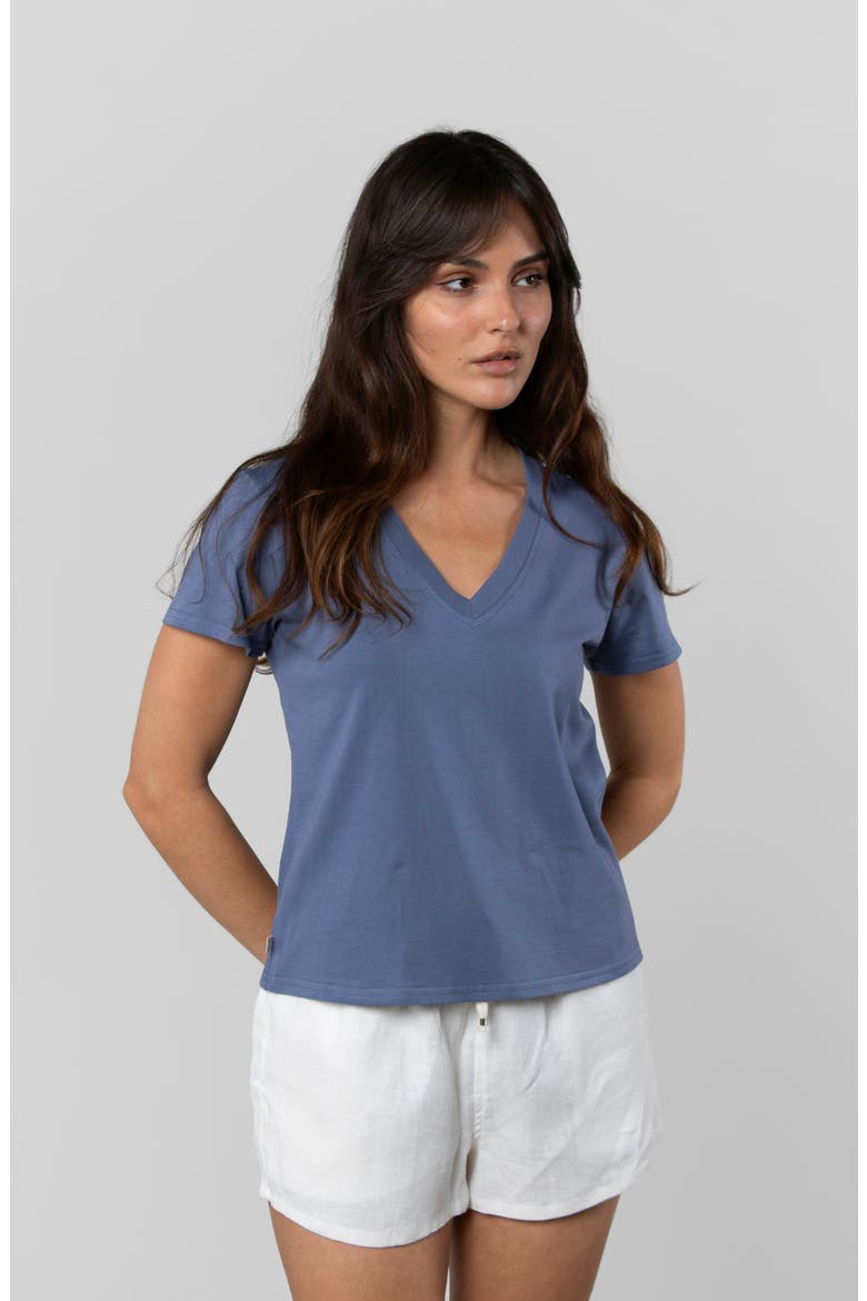 Supima V-Neck, Alternate, color, Sky