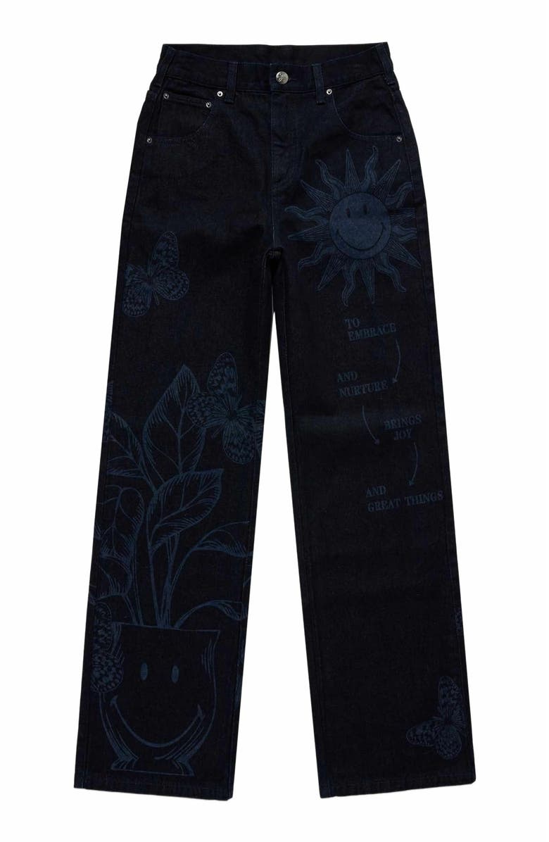 Samii Ryan | Overdye Printed Smiley Denim Pants , Blue , Medium , 3, Alternate, color, Dark Blue