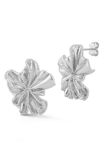 Chloe & Madison Chloe And Madison Flower Stud Earrings In Silver
