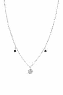 Sterling Forever Black Enamel & Cubic Zirconia Charm Necklace