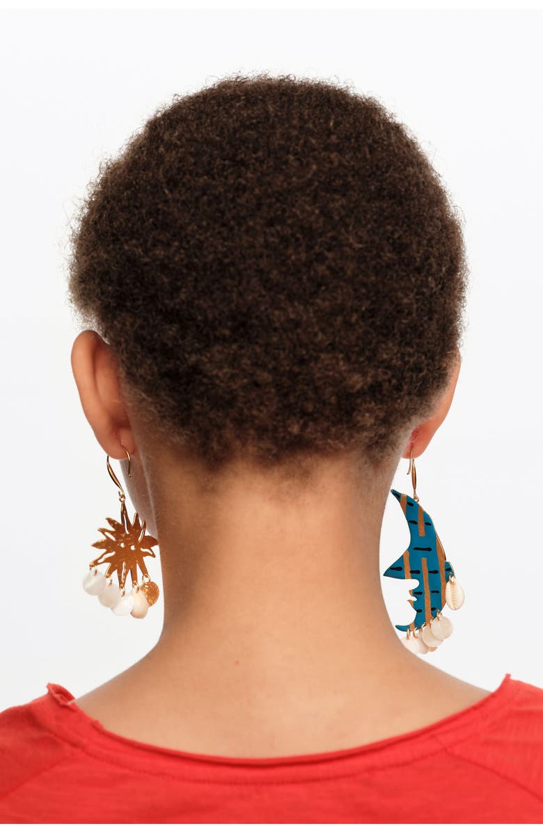 Bimba y Lola Brushed Moon and S un earrings, Alternate, color,
