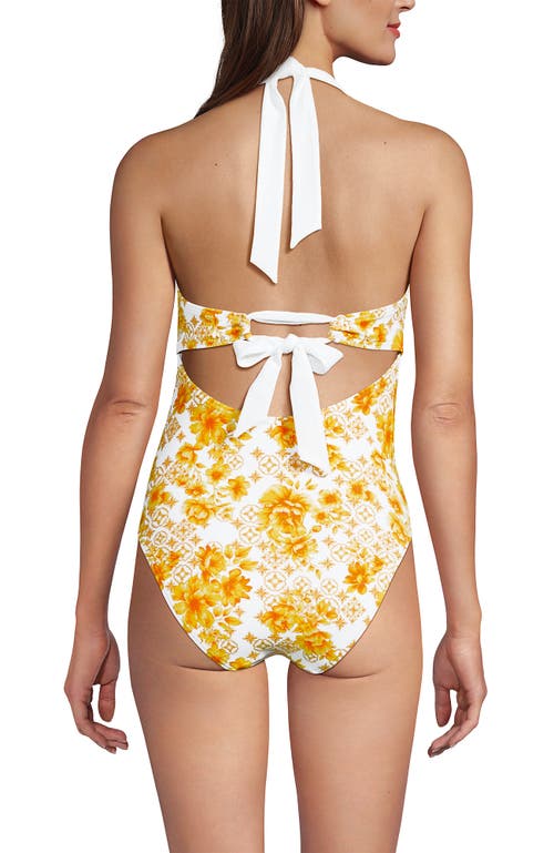 Lands' End Halter Cut Out High Leg One Piece Swimsuit