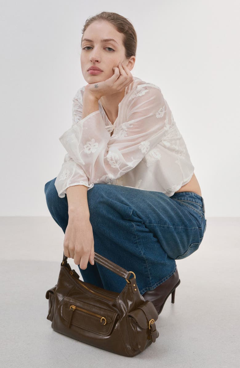 MANGO Lyocell Floral Embroidery Top, Alternate, color, Off White