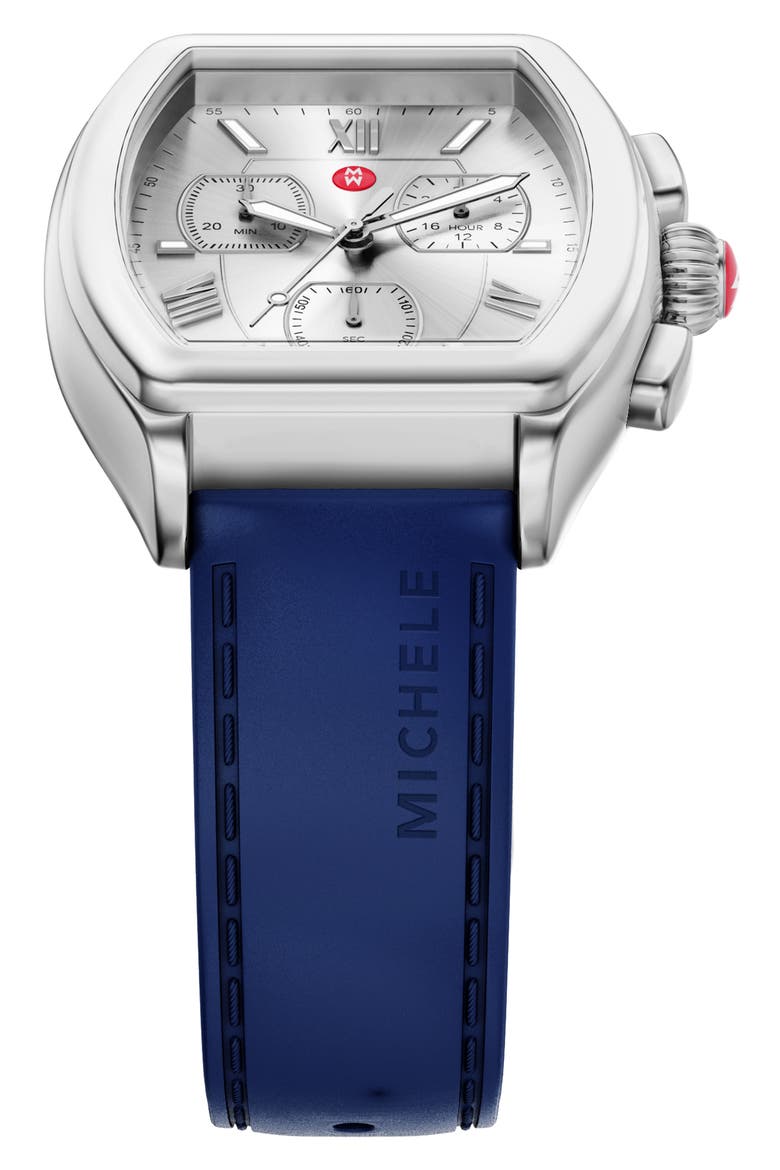 Releve Sport Silicone Strap Watch, 35mm, Alternate, color, SILVER