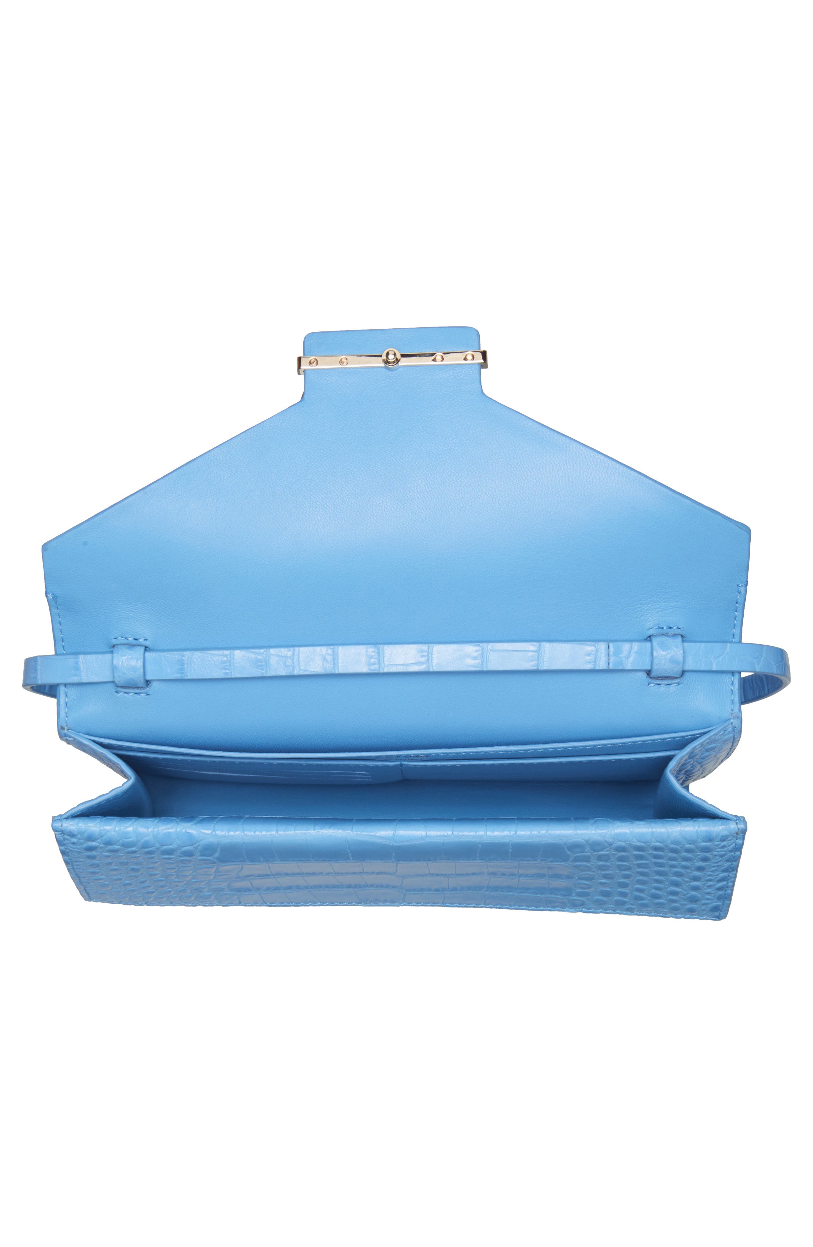 Mini Aube Croc Embossed Leather Shoulder Bag, Alternate, color, LICHEN BLUE