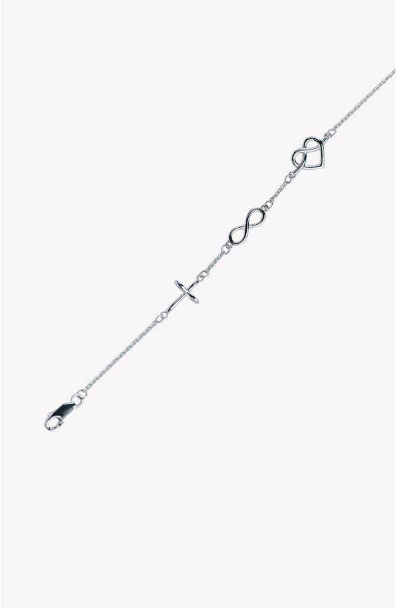 Rizen Jewelry Faith, Hope, Love Bracelet, Alternate, color, Sterling Silver