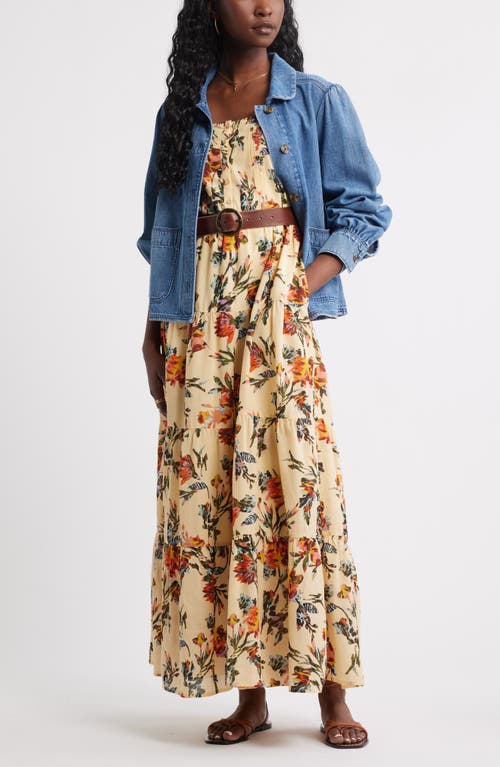 Treasure & Bond Tie Shoulder Tiered Maxi Dress In Multi