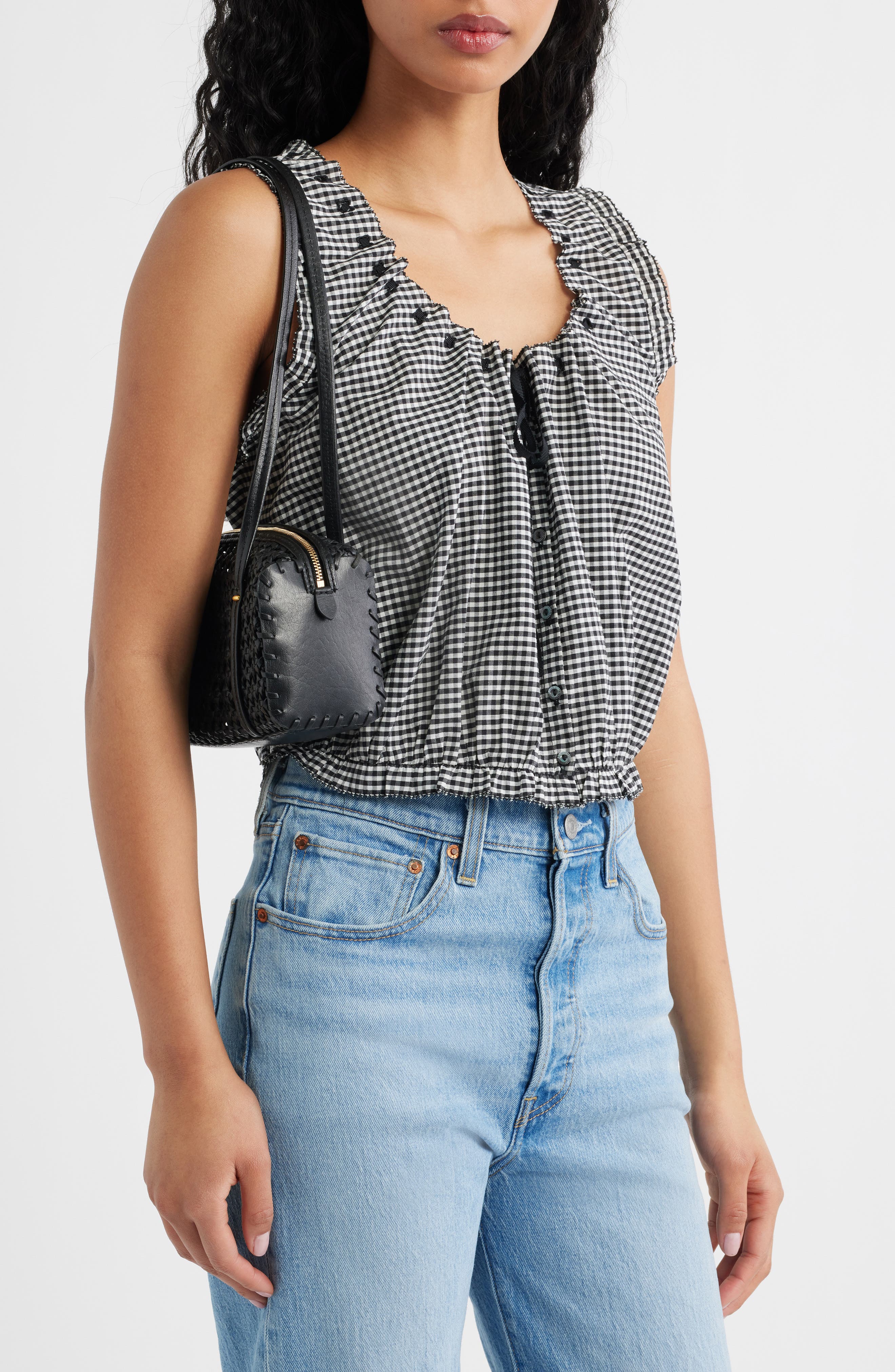 Madewell Brioche Mini Shoulder Bag, Alternate, color, True Black