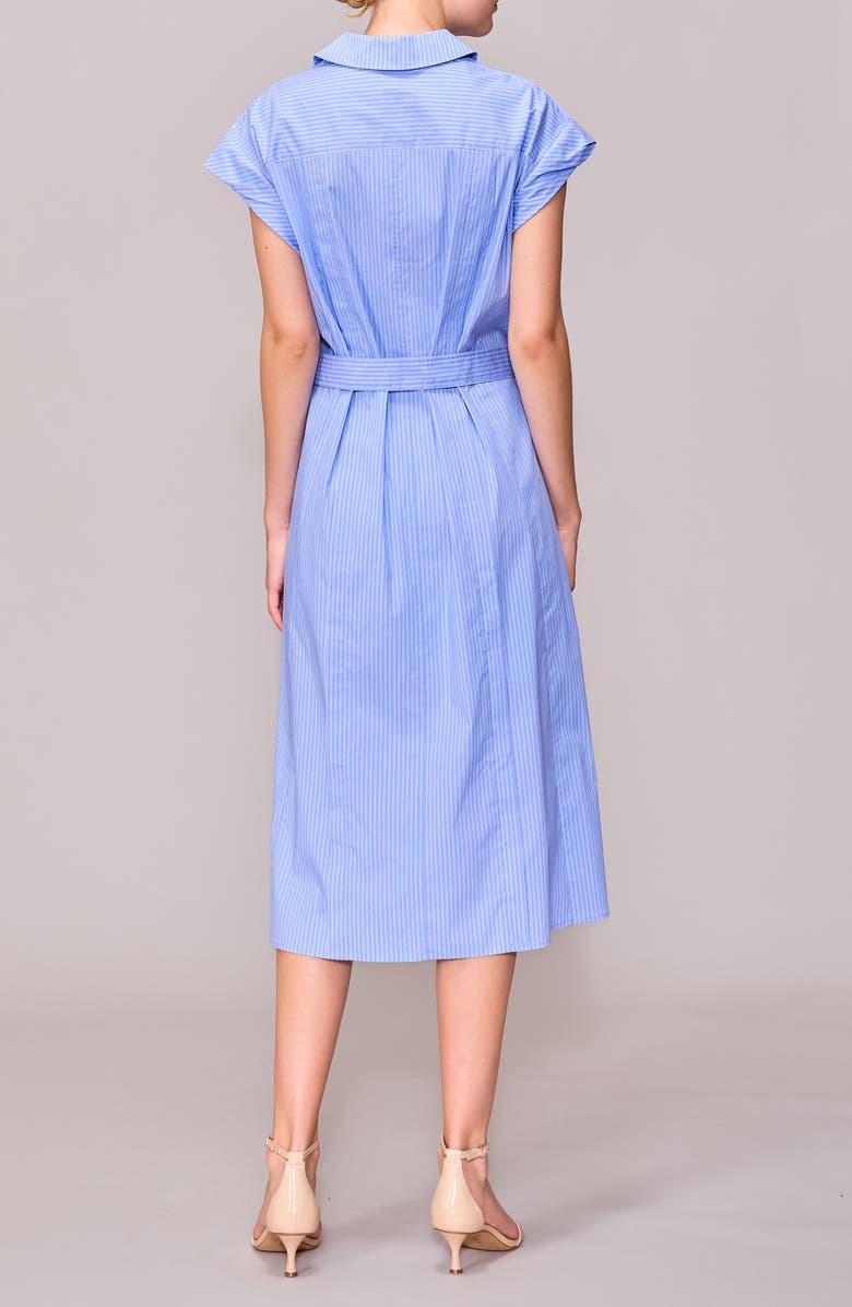 MELLODAY Cap Sleeve Shirtdress, Alternate, color, Blue/ Ivory Stripe