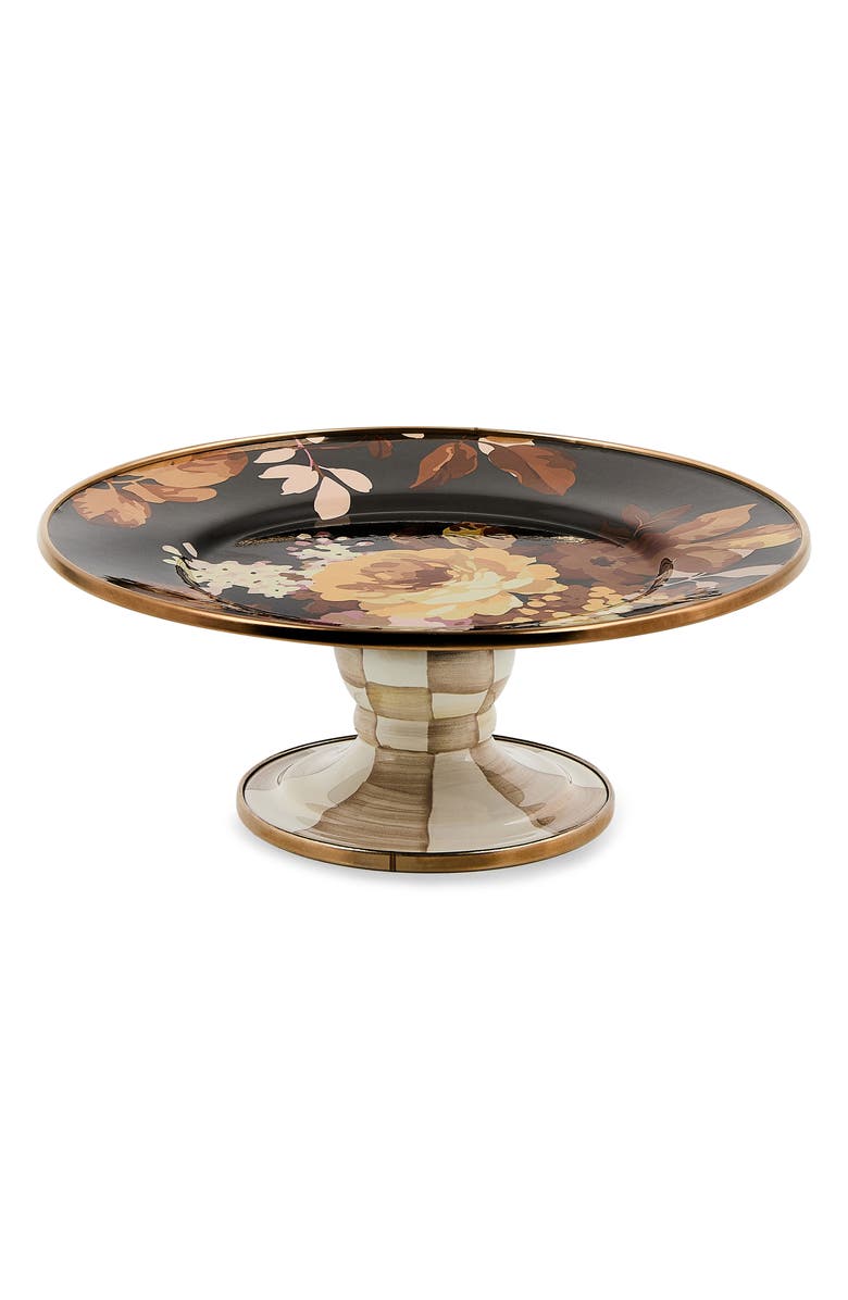 MACKENZIE CHILDS Wild Rose Mini Pedestal Platter, Main, color, Brown