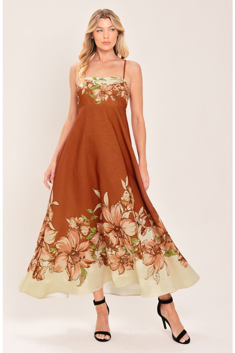 Floral Print Sleeveless Maxi Dress, Alternate, color, TERRACOTTA