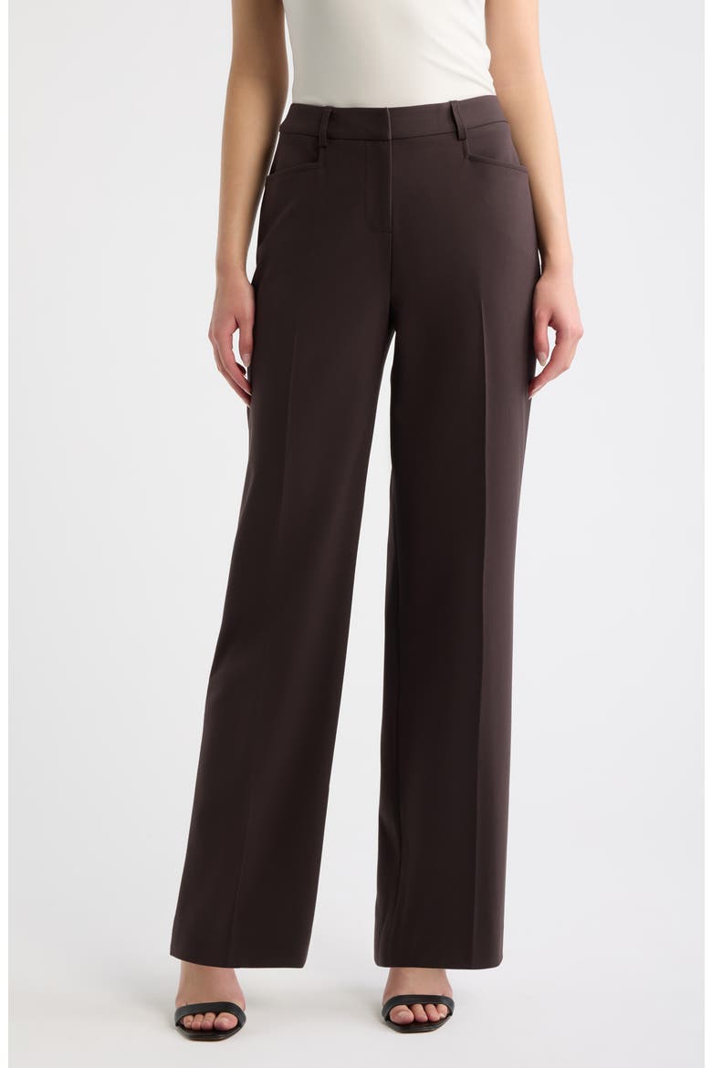 Birdseye Straight Leg Career Pants, Main, color, ESPRESSO