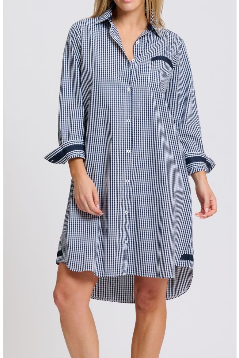 Winnie Gingham Cotton Shirtdress, Alternate, color, FRENCH NAVY
