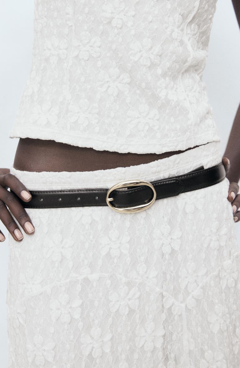 MANGO Lace Midi Skirt, Alternate, color, White