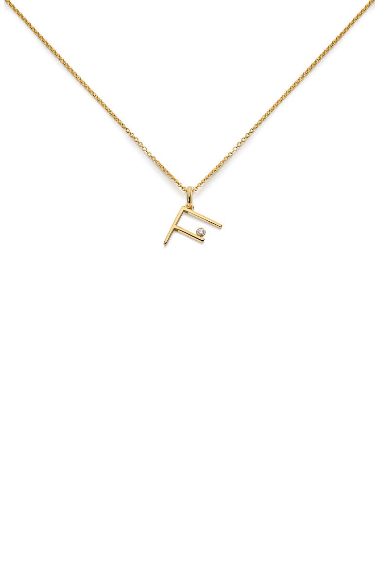 Alphabet Lab Grown Diamond Solitaire Initial Pendant Necklace, Main, color, 18K GOLD VERMEIL - F