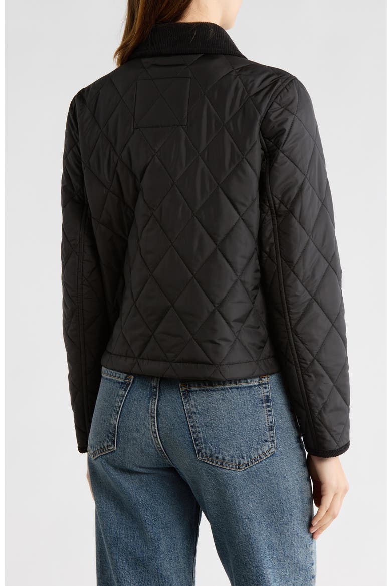 Snap Front Diamond Quilted Jacket, Alternate, color, BLACK