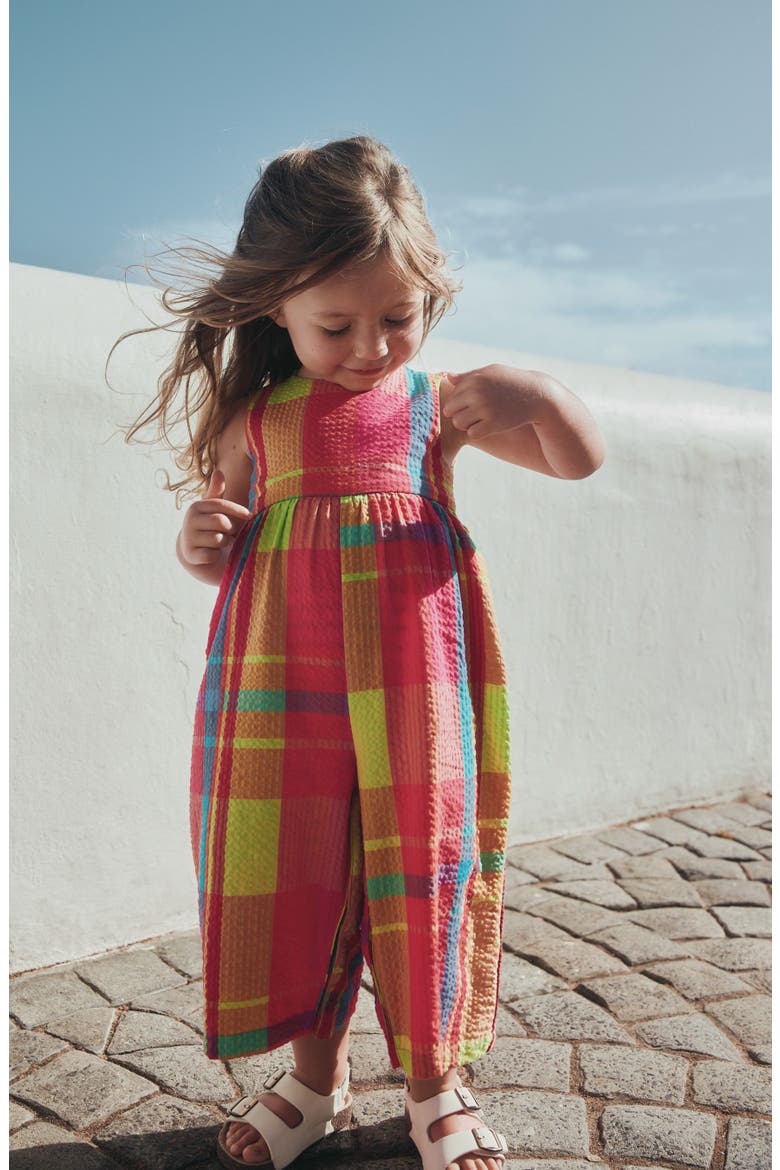 Kids' Rainbow Check Jumpsuit, Alternate, color, PLAID ORANGE MULTI