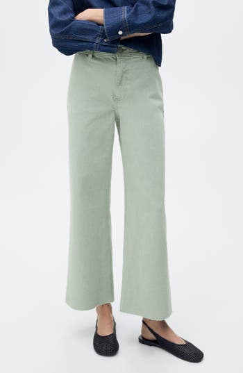 Mango Catherin Raw Hem High Waist Culotte Jeans In Gray