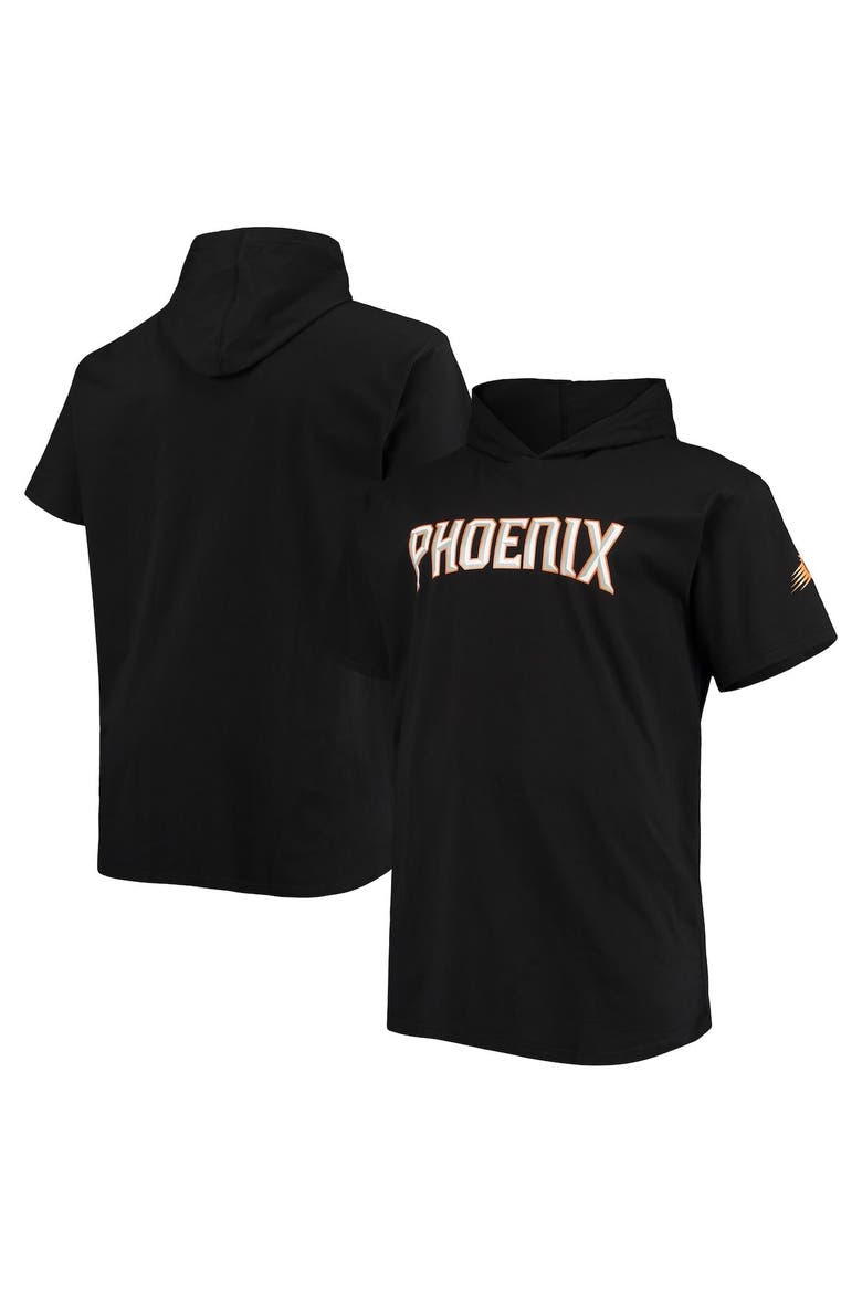 Men's Black Phoenix Suns Big & Tall 2-Hit Short Sleeve Pullover Hoodie, Main, color, Black