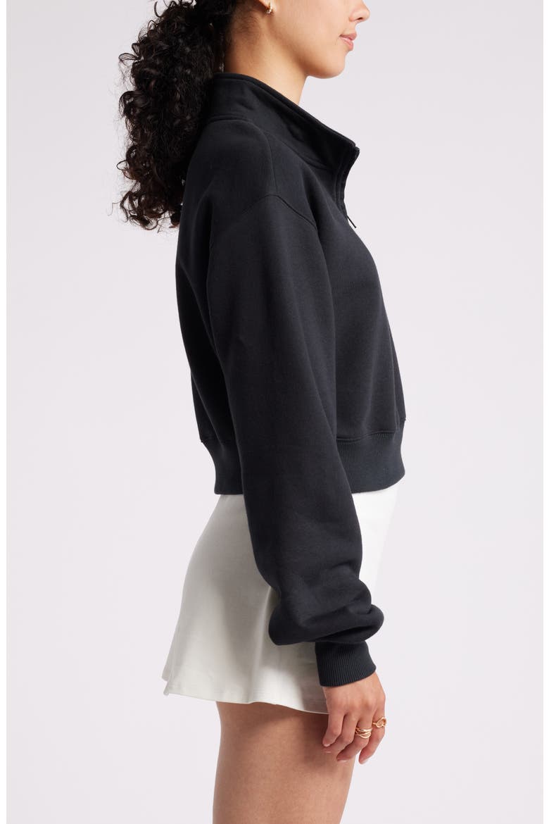 Quarter Zip Fleece Detail Sweatshirt, Alternate, color, BLACK JET