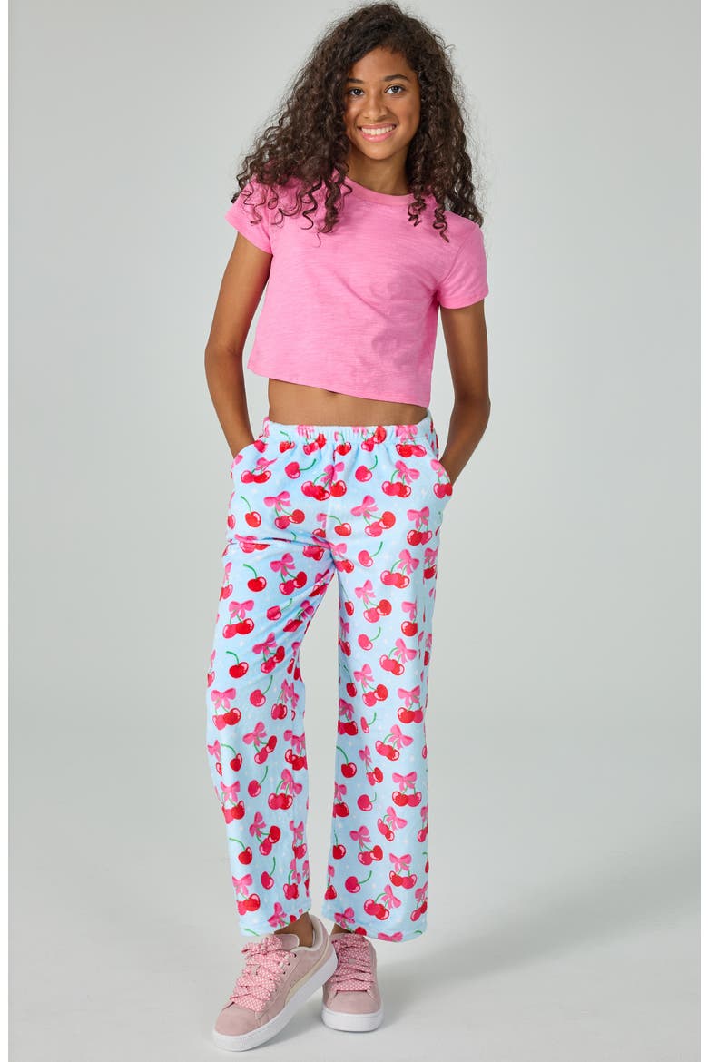 Kids' Cheerful Cherries Plush Pants, Alternate, color, CHERRY MULTI