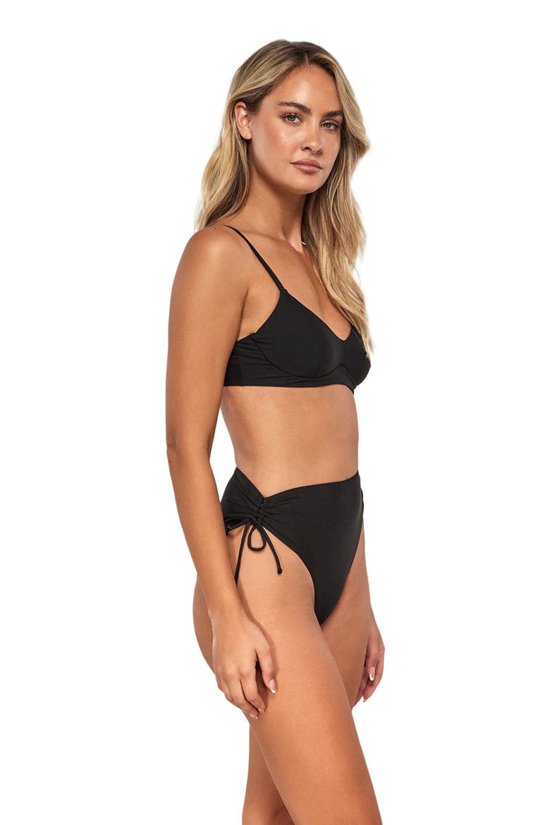 Malia High Waist Bikini Swim Bottoms, Alternate, color, Black