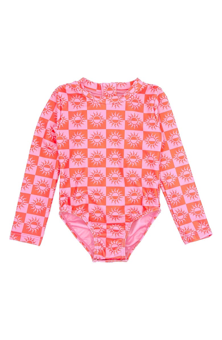 Feather 4 Arrow Wave Chaser One-Piece Rashguard Swimsuit, Main, color, 