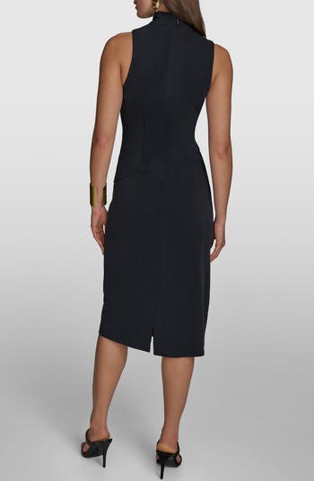 【Donna Karan New York】 Sleeveless Midi Dress Donna Karan New York Donna Karan Women's Square-Neck Buckled