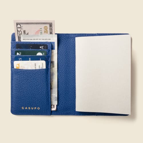 Casupo Leather Passport Wallet With Rfid Protection In Blue