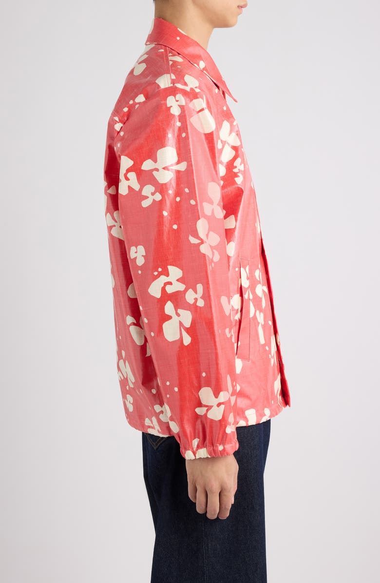 Dries Van Noten Vorries Print Coated Cotton Jacket, Alternate, color, Red