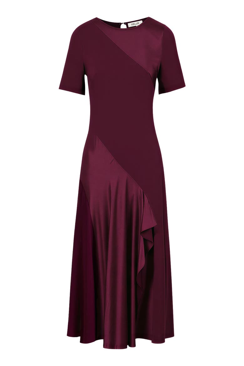Araminta Mixed Media Midi Dress, Alternate, color, CHERRY WOOD