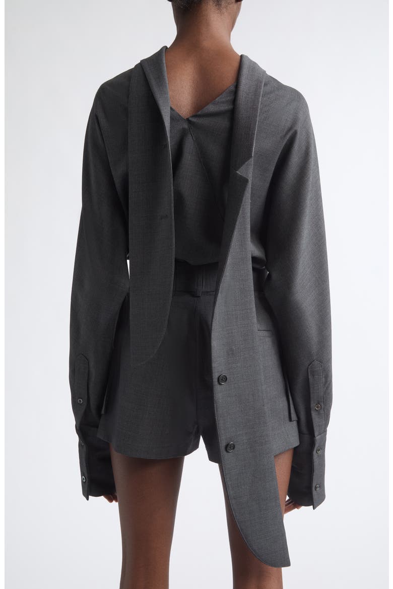 Wool Blend Tie Back Top, Alternate, color, DARK CHARCOAL