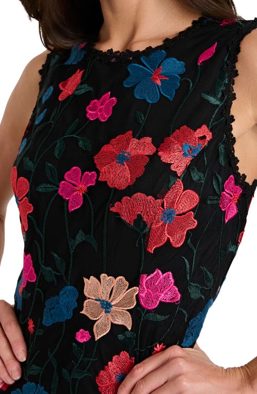 Tahari Asl Floral Embroidered Midi Dress In Multi
