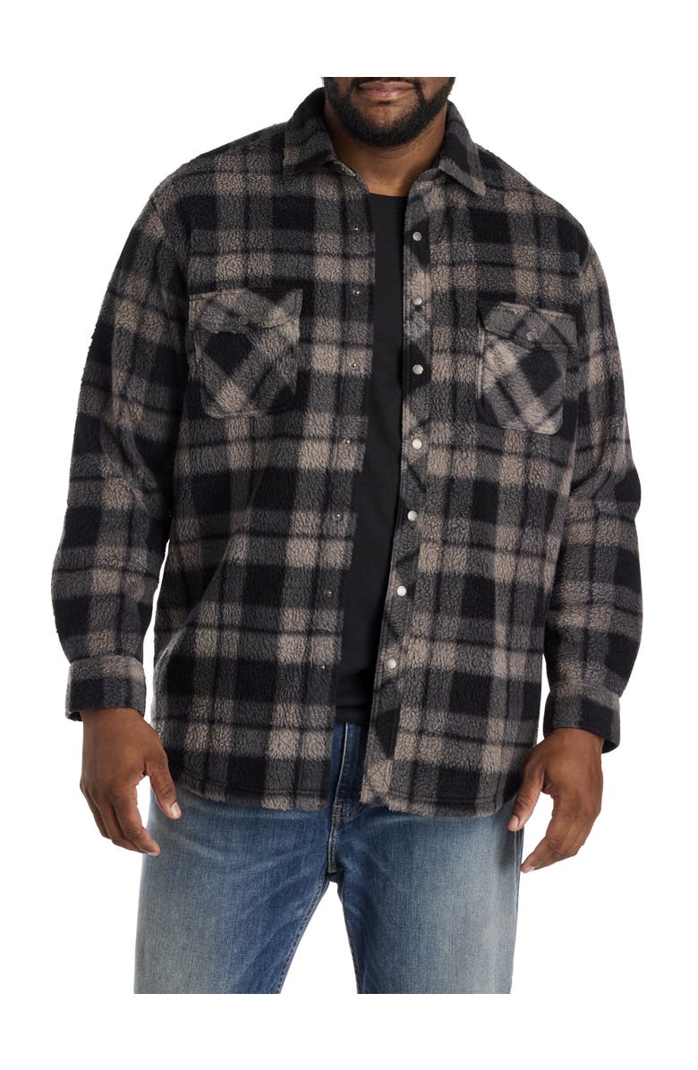 O'Neill Big & Tall Glacier Plaid Superfleece Flannel Shirt Jacket, Alternate, color, Phantom