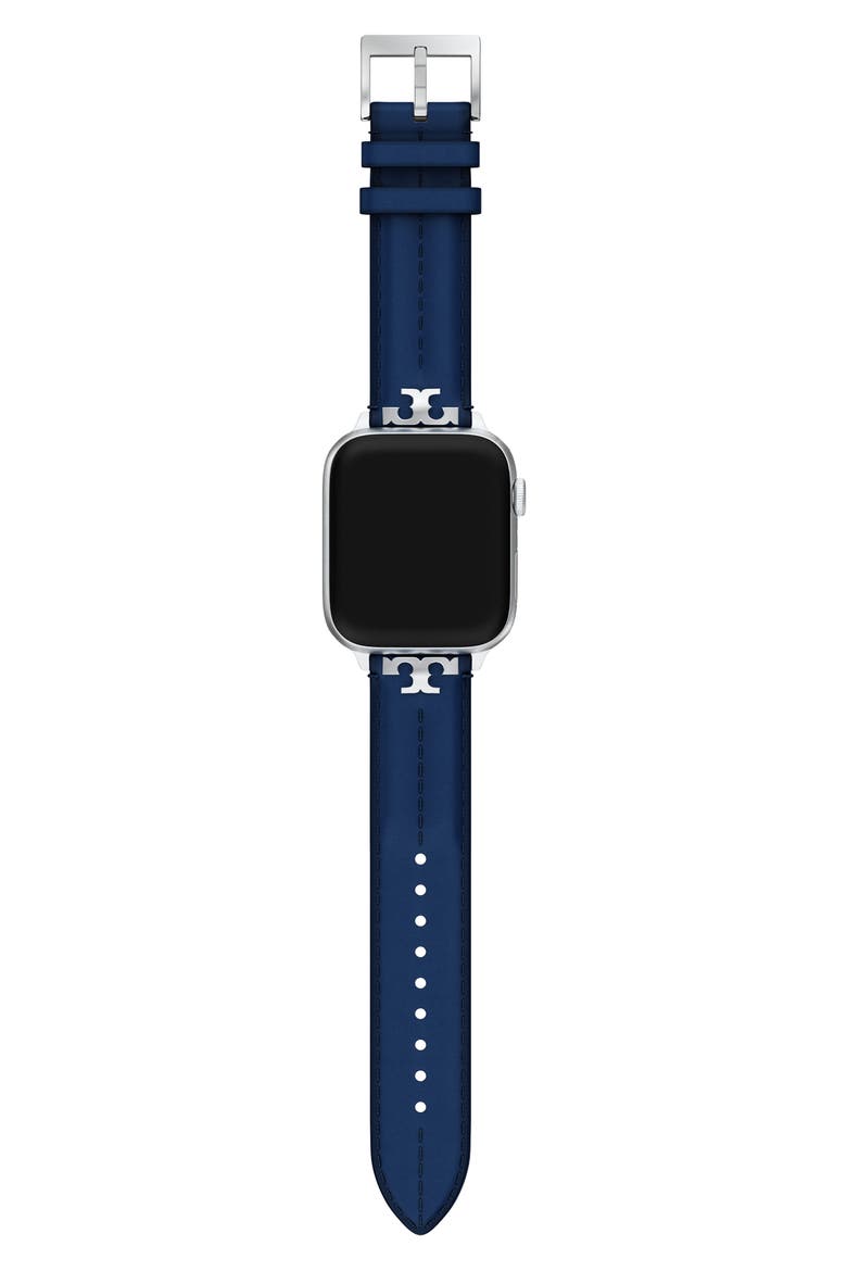 The Kira Leather 20mm Apple Watch® Watchband, Alternate, color, NAVY