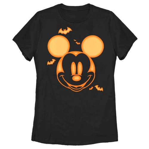 Mickey & Friends Halloween Pumpkin Face Graphic T-shirt In Black
