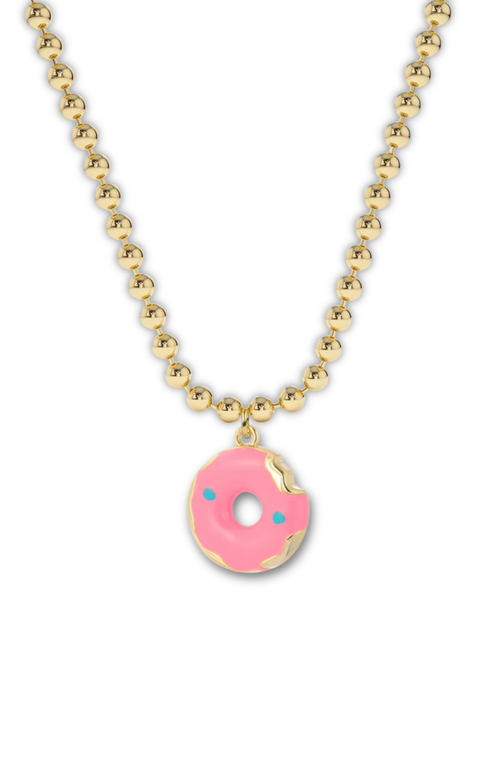 Little Miss Zoe Donut Charm Necklace In Pink