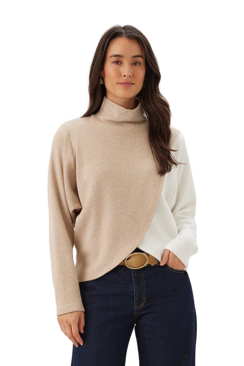 Crossover Colorblock Top, Alternate, color, LIGHT TAN/ IVORY